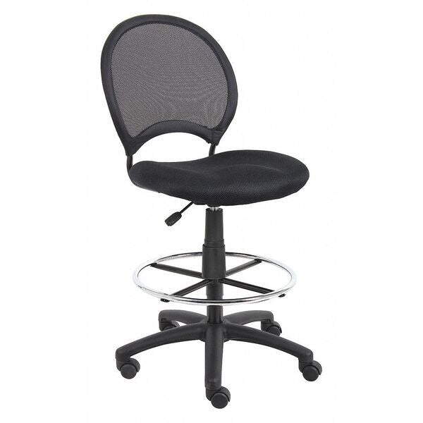 Mesh Drafting Chair, 29-, No Arm, Black