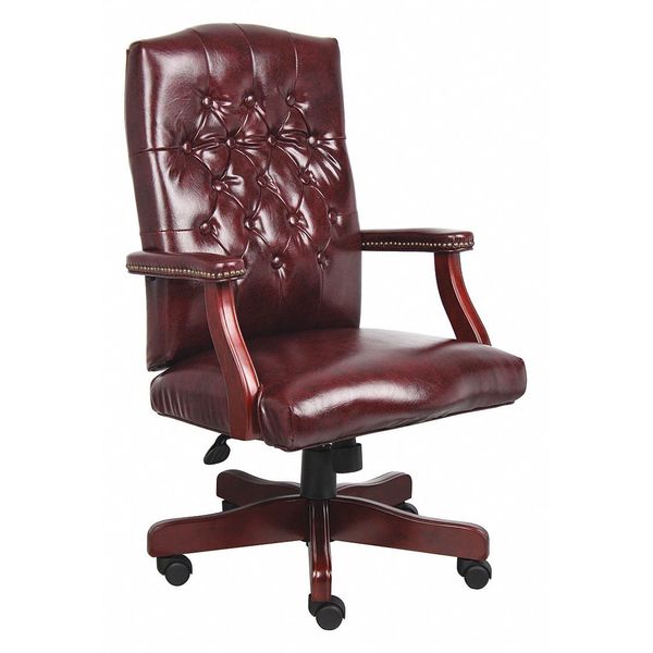 Fabric Executive Chair, 23-, Fixed, Burgundy
