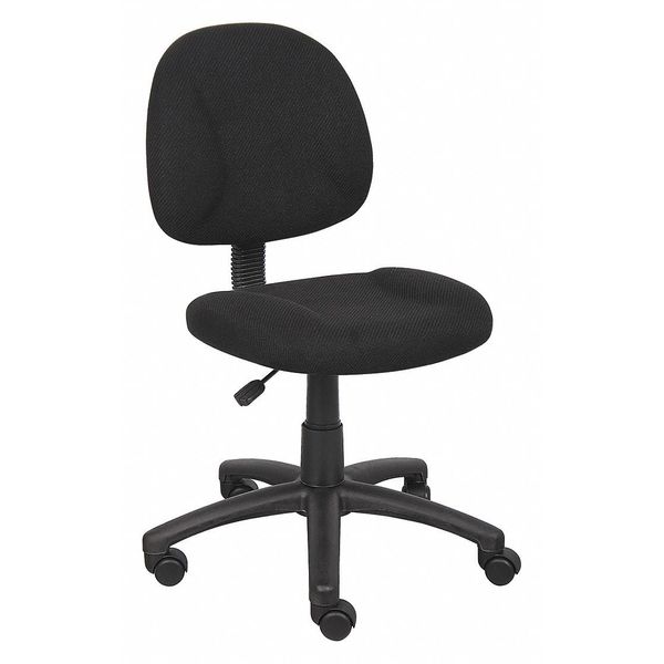 Fabric Task Chair, 23 1/2-, Armless, Black