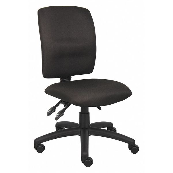 Fabric Task Chair, 21 1/2-, Armless, Black