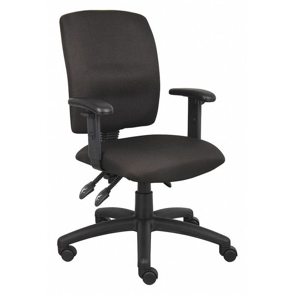Fabric Task Chair, 21 1/2-, Adjustable, Black