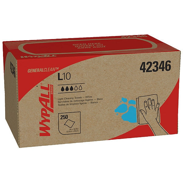 Dry Wipe, White, Box, Paper, 24 PK, 250 Wipes