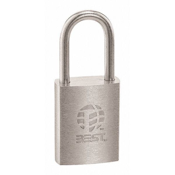 Padlock, Coreless, Long Shackle, Rectangular Brass Body, Stainless Steel Shackle, 7/8 in W