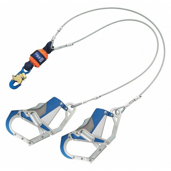 Leading Edge Shock Absorbing Lanyard, 6 ft., 310 lb. Weight Capacity, Blue/Silver