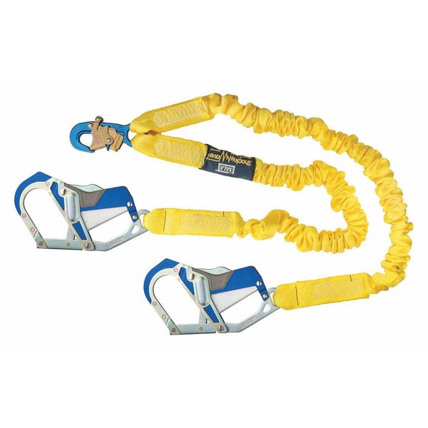 Shock Absorbing Lanyard, 6 ft., 310 lb. Weight Capacity, Yellow
