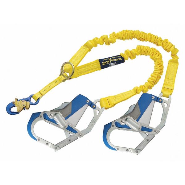 Shock Absorbing Lanyard, 6 ft., 310 lb. Weight Capacity, Blue/Silver