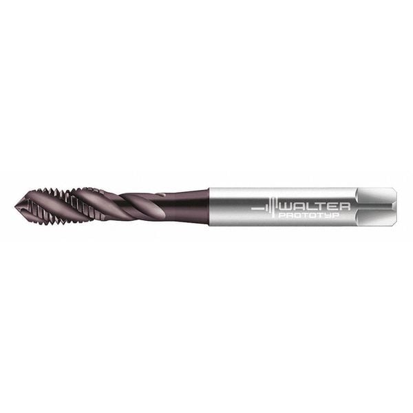 Spiral Flute Tap, #2-56, Plug, UNC, 3 Flutes, Hard Lube