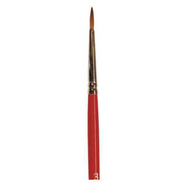 #3 Artist Paint Brush, Red Sable Bristle, Wood Handle, 1