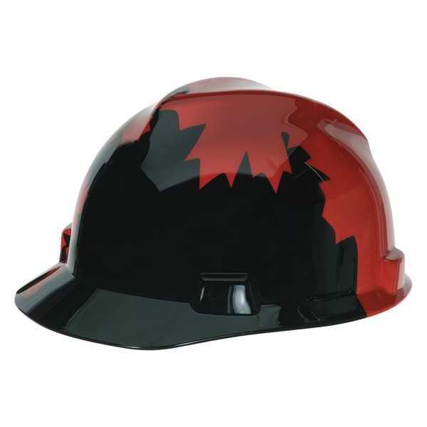 Front Brim Hard Hat, Type 1, Class E, Ratchet (4-Point), Black/Red