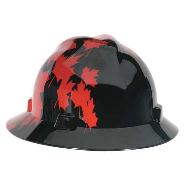 Full Brim Hard Hat, Type 1, Class E, Ratchet (4-Point), Black/Red