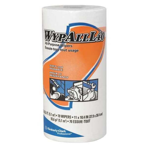 All-Purpose Wipers Roll, PK70, White, DRC (Double Re-Creped), 11