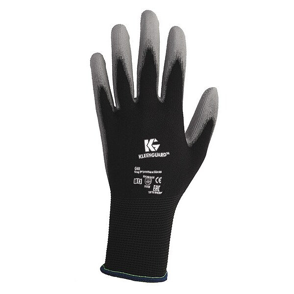Polyurethane Coated Gloves, Palm Coverage, Gray, M, PR