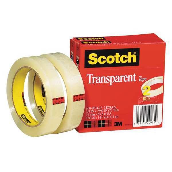 Transparent Tape, 3/4 x 2592 in., PK2