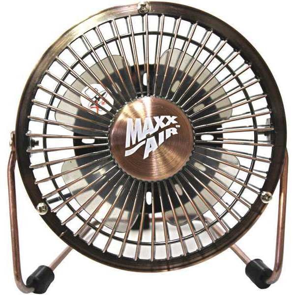4 in. Desk Fan, Table Fan, Portable Fan, USB Fan, Non-Oscillating, 1 Speeds, Copper