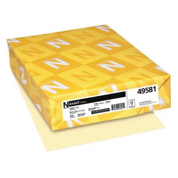 Exact Index Card Stock, 110lb, 8-1/2 x 11, Ivory, 250 Sheets