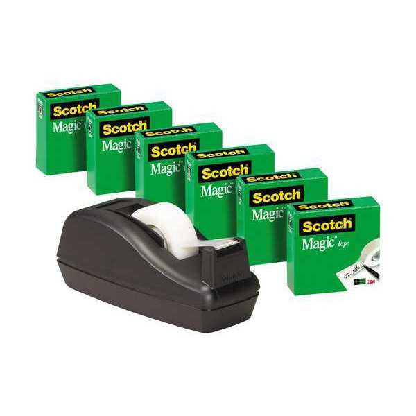 Magic Tape with Dispenser, 3/4x1000in, PK6