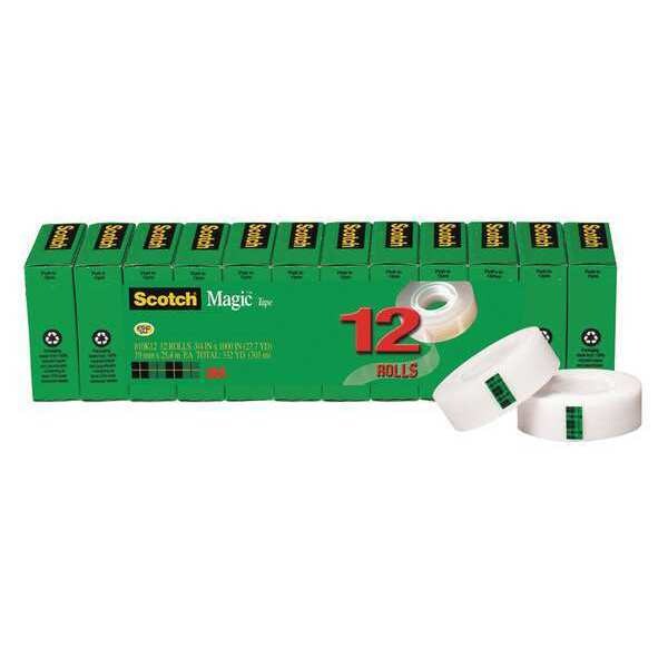 Magic Tape, 3/4 x1000 in., Clear, PK12