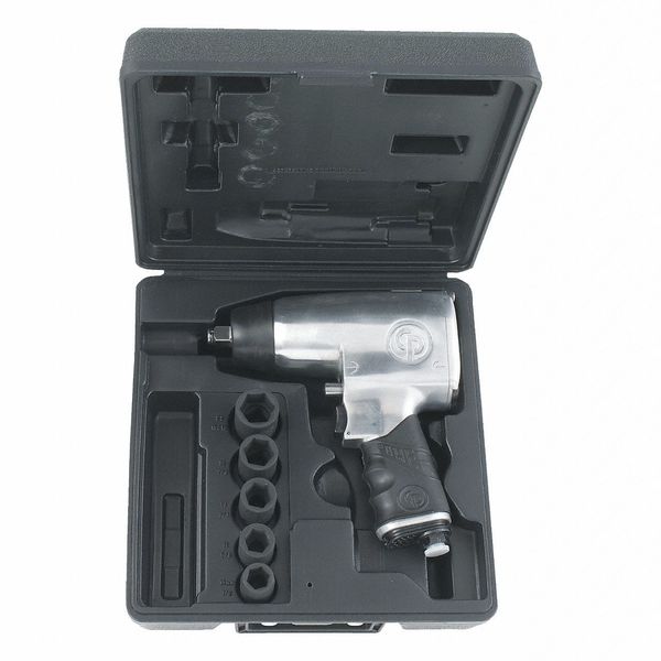 Kit - 1/2 Inch Air Impact Wrench, Pistol Handle, Torque 425 ft. lbf / 576 Nm, 8400 RPM, Pin Clutch