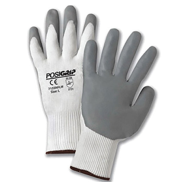 Foam Nitrile Coated Gloves, Palm Coverage, White, M, 12PK
