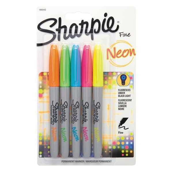 Sharpie Marker, Neon, Assorted, PK5