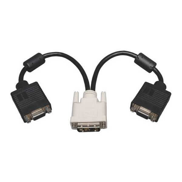 DVI VGA Adapter, DVI-I-M, 2x HD15-F, 1ft