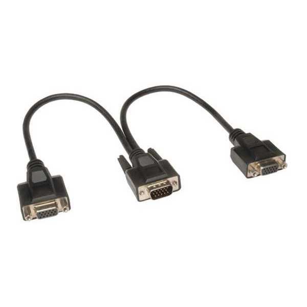 VGA Cable, Hi Res, HD15 M, 2xHD15 F, 1ft