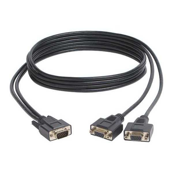 VGA Cable, Hi Res, HD15 M, 2xHD15 F, 6ft