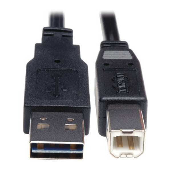 USB Reversible 2.0 Cable, A to B, M/M, 1ft