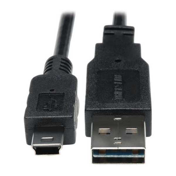 USB Reversible 2.0 Cable, A-5Pin, M/M, 1ft