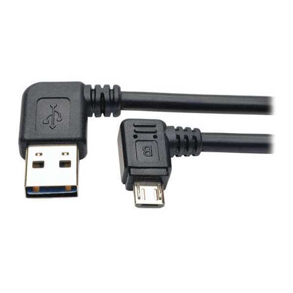 USB Reversible 2.0 Cable, RA, Micro, 3ft