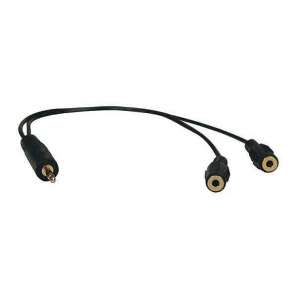 Audio Cable, Mini, 3.5mm, Y Split, M/2xF, 1ft