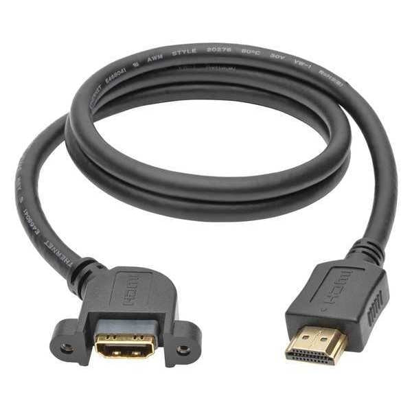HDMI Cable, Hi Speed, Panel Mount, M/F, 3ft