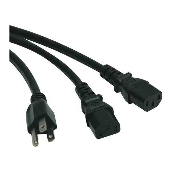 Power Cord, 5-15P to C13, Y Splitter, 6ft