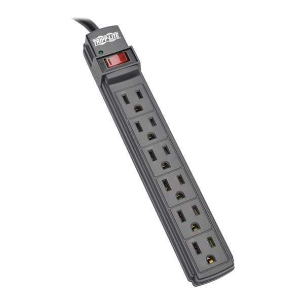 Power Strip, 6-Outlet, Black, 6ft cord