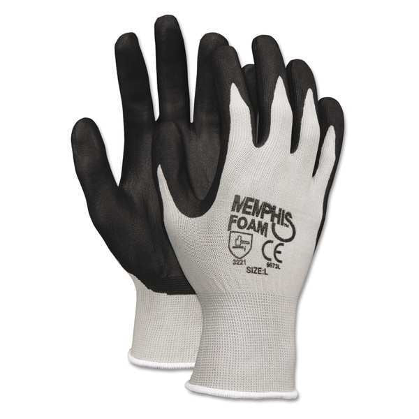 Foam Nitrile Coated Gloves, Palm Coverage, Black/Gray, XL, 12PK