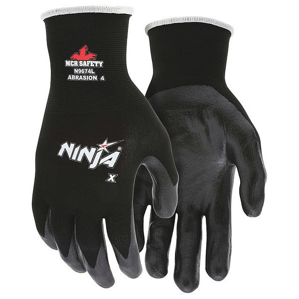Bi-Polymer Coated Gloves, Palm Coverage, Black, M, PR