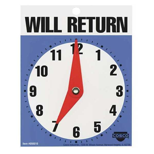Sign, Will Return Clock, Blue, 6