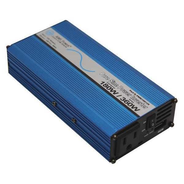 Power Inverter with USB Port, Pure Sine Wave Form, 180W Nominal Output, 120V AC Output Voltage