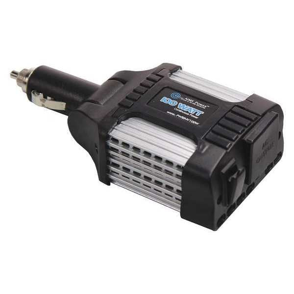 Power Inverter, Modified Sine Wave Form, 100W Nominal Output, 120V AC Output Voltage, 1 Outlets