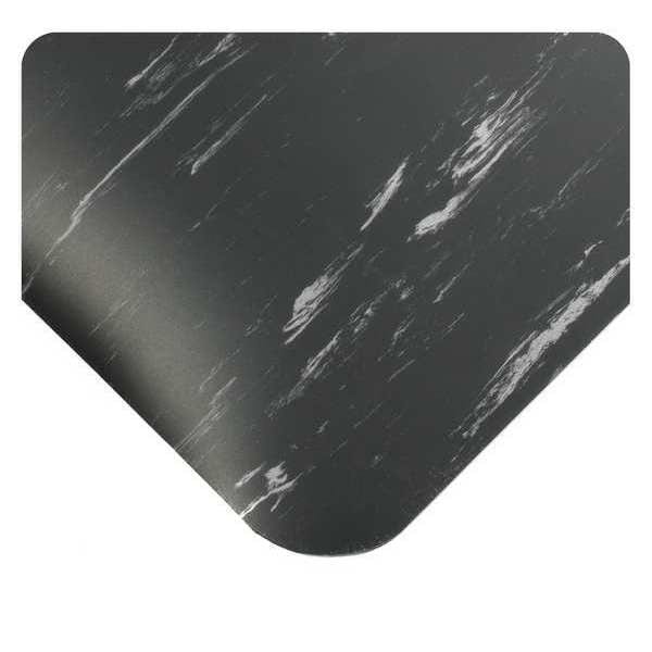 Tile Top Mat, Charcoal, 8 ft. L x 4 ft. W, PVC Surface With PVC Sponge, Marble Surface Pattern