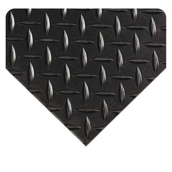 Diamond Plate Switchboard Mat, Black, 75 ft. L x 3 ft. W, PVC, Diamond Plate Surface Pattern