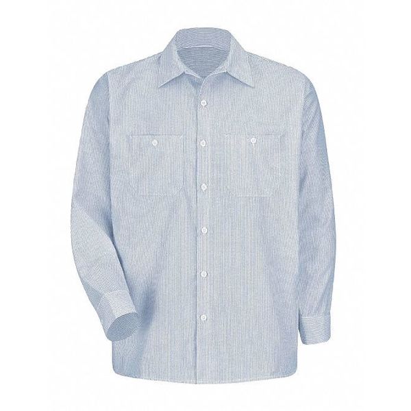 Mens Ls Wh/Bl Stripe Workshirt, XXL