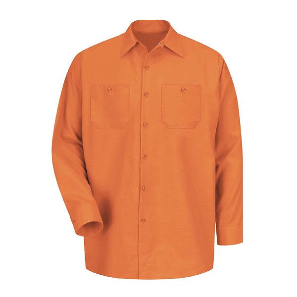 Mens Ls Orange Poplin Work Shirt, XXL