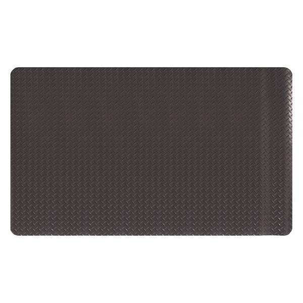 Anti-Fatigue Mat, Solid Black, 10 ft. L x 3 ft. W, Vinyl Foam, Diamond Surface Pattern, 11/16