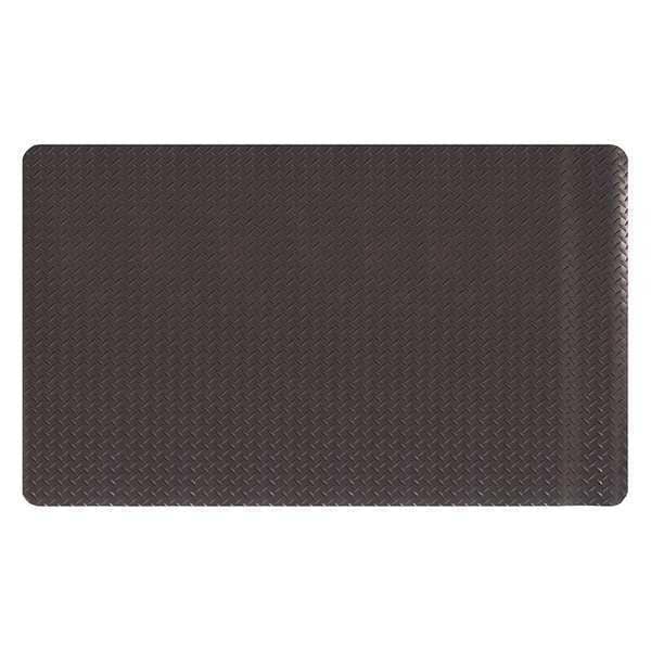 Anti-Fatigue Mat, Solid Black, 3 ft. L x 2 ft. W, Vinyl Foam, Diamond Surface Pattern, 11/16