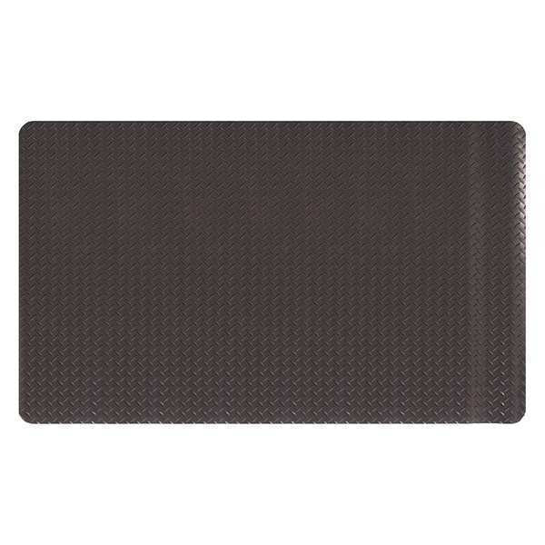 Anti-Fatigue Mat, Solid Black, 75 ft. L x 3 ft. W, Vinyl Foam, Diamond Surface Pattern, 15/16