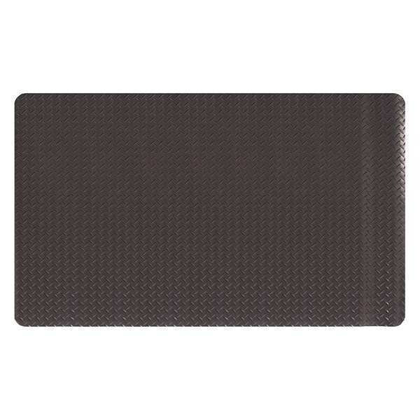 Anti-Fatigue Mat, Solid Black, 10 ft. L x 3 ft. W, Vinyl Foam, Diamond Surface Pattern, 15/16