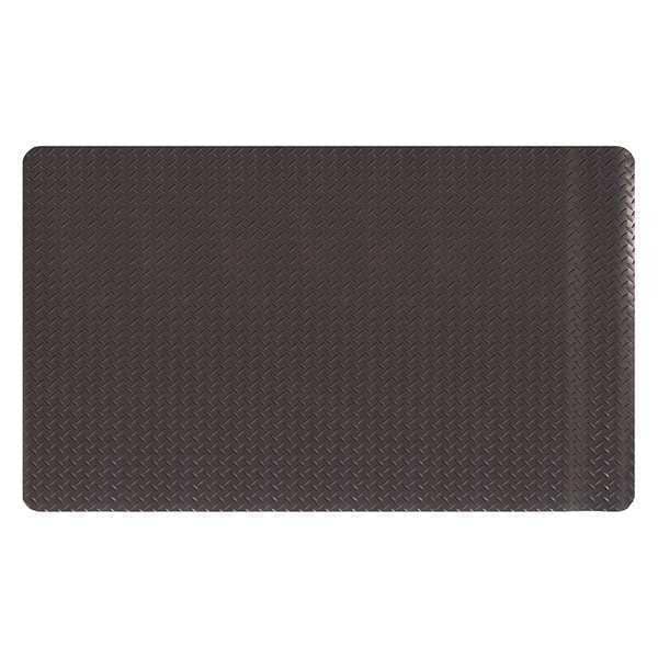 Anti-Fatigue Mat, Solid Black, 5 ft. L x 3 ft. W, Vinyl Foam, Diamond Surface Pattern, 15/16