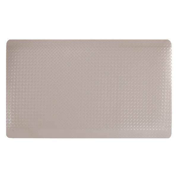 Anti-Fatigue Mat, Solid Gray, 10 ft. L x 3 ft. W, Vinyl Foam, Diamond Surface Pattern, 9/16