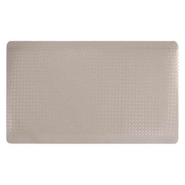 Anti-Fatigue Mat, Solid Gray, 3 ft. L x 2 ft. W, Vinyl Foam, Diamond Surface Pattern, 9/16